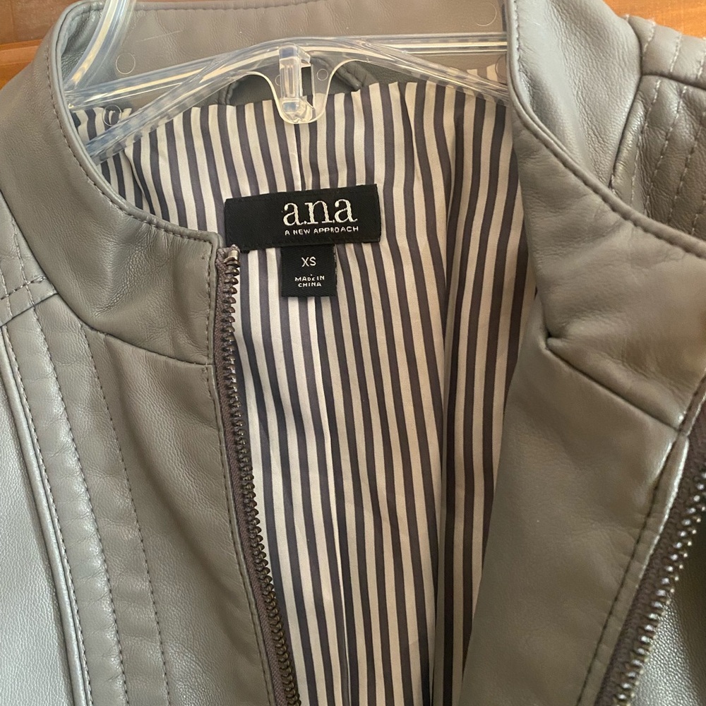 Grey Faux Leather Jacket by Ana